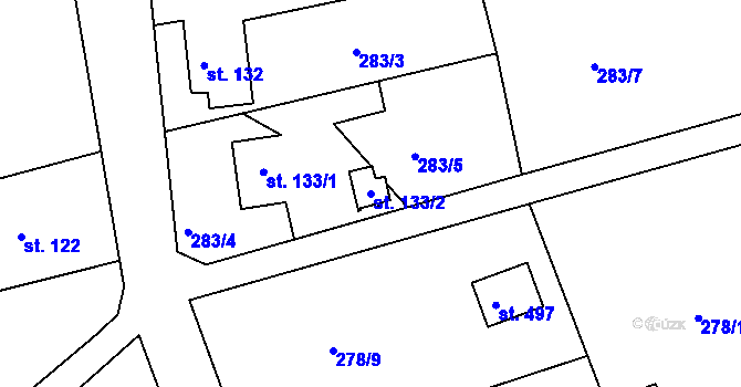 Parcela st. 133/2 v KÚ Sedlec u Starého Plzence, Katastrální mapa