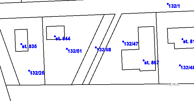 Parcela st. 132/52 v KÚ Sedlec u Starého Plzence, Katastrální mapa