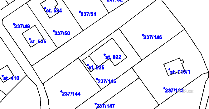 Parcela st. 822 v KÚ Sedlec u Starého Plzence, Katastrální mapa
