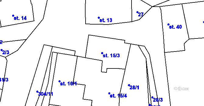 Parcela st. 15/3 v KÚ Sedlec u Starého Plzence, Katastrální mapa