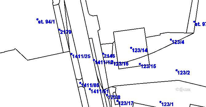Parcela st. 2146 v KÚ Starý Plzenec, Katastrální mapa