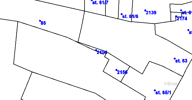 Parcela st. 2154 v KÚ Starý Plzenec, Katastrální mapa