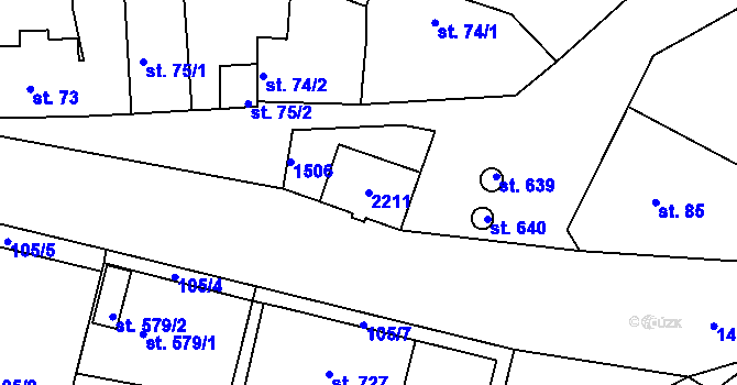 Parcela st. 2211 v KÚ Starý Plzenec, Katastrální mapa