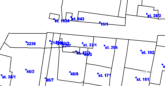 Parcela st. 37/1 v KÚ Starý Plzenec, Katastrální mapa