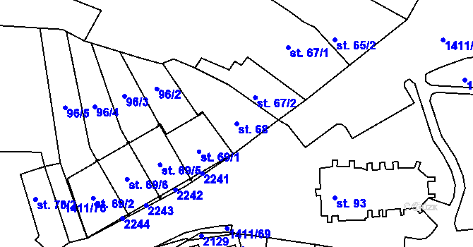 Parcela st. 68 v KÚ Starý Plzenec, Katastrální mapa