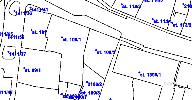 Parcela st. 100/2 v KÚ Starý Plzenec, Katastrální mapa