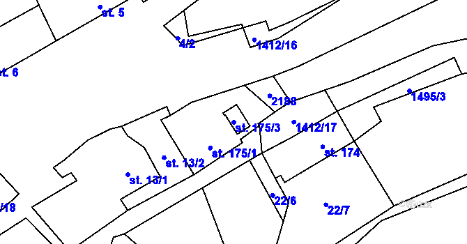 Parcela st. 175/3 v KÚ Starý Plzenec, Katastrální mapa