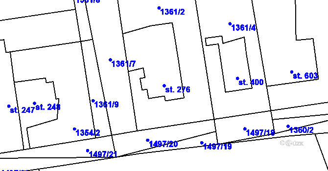 Parcela st. 276 v KÚ Starý Plzenec, Katastrální mapa