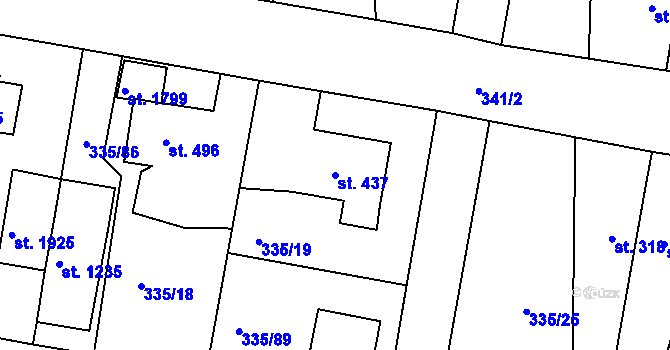 Parcela st. 437 v KÚ Starý Plzenec, Katastrální mapa