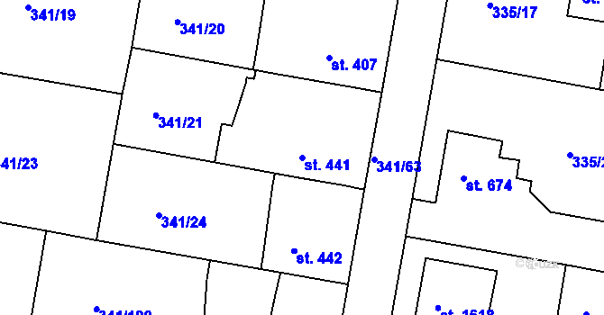 Parcela st. 441 v KÚ Starý Plzenec, Katastrální mapa