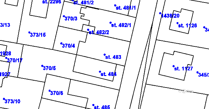 Parcela st. 483 v KÚ Starý Plzenec, Katastrální mapa