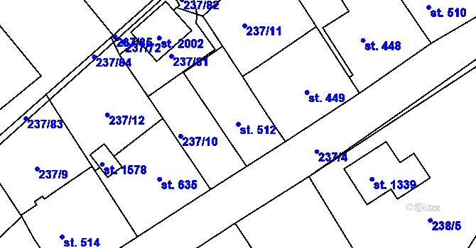 Parcela st. 512 v KÚ Starý Plzenec, Katastrální mapa
