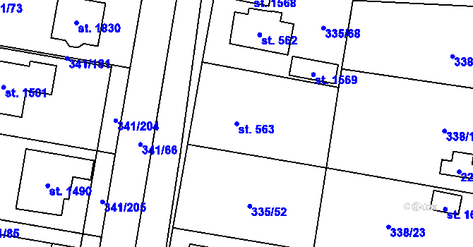 Parcela st. 563 v KÚ Starý Plzenec, Katastrální mapa