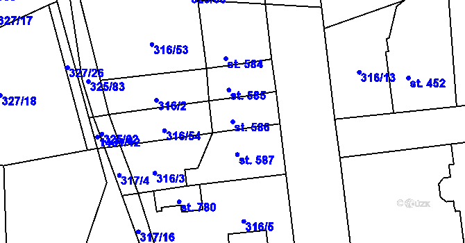 Parcela st. 586 v KÚ Starý Plzenec, Katastrální mapa