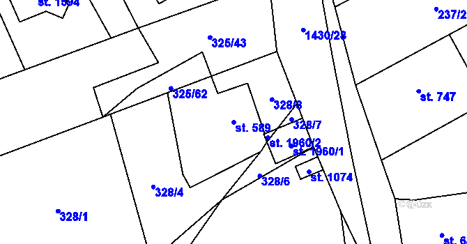 Parcela st. 589 v KÚ Starý Plzenec, Katastrální mapa