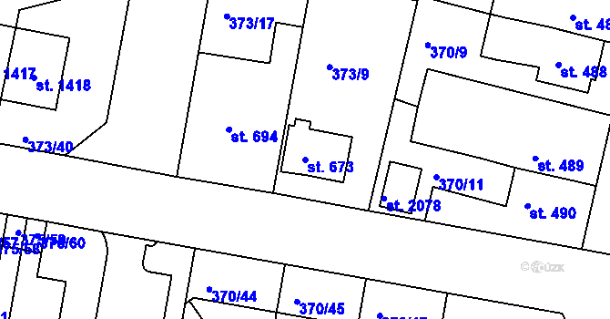 Parcela st. 673 v KÚ Starý Plzenec, Katastrální mapa