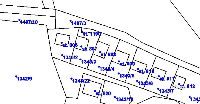 Parcela st. 808 v KÚ Starý Plzenec, Katastrální mapa