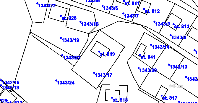 Parcela st. 819 v KÚ Starý Plzenec, Katastrální mapa