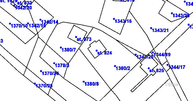 Parcela st. 824 v KÚ Starý Plzenec, Katastrální mapa