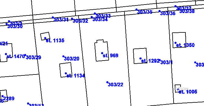 Parcela st. 969 v KÚ Starý Plzenec, Katastrální mapa