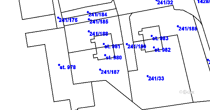 Parcela st. 980 v KÚ Starý Plzenec, Katastrální mapa