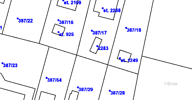Parcela st. 1043 v KÚ Starý Plzenec, Katastrální mapa