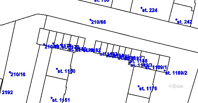 Parcela st. 1183 v KÚ Starý Plzenec, Katastrální mapa