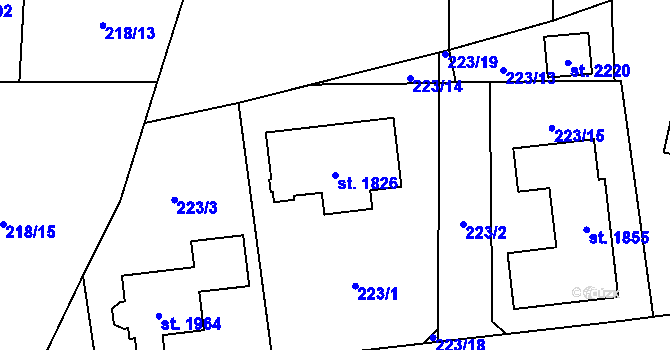 Parcela st. 1826 v KÚ Starý Plzenec, Katastrální mapa