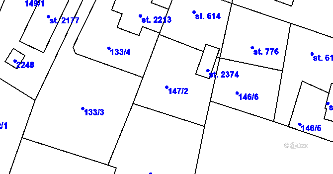 Parcela st. 147/2 v KÚ Starý Plzenec, Katastrální mapa