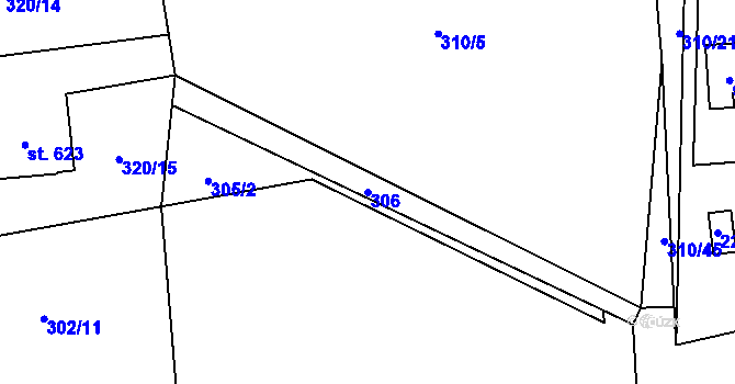 Parcela st. 306 v KÚ Starý Plzenec, Katastrální mapa
