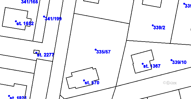 Parcela st. 335/57 v KÚ Starý Plzenec, Katastrální mapa