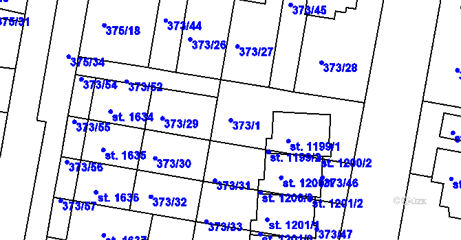 Parcela st. 373/1 v KÚ Starý Plzenec, Katastrální mapa