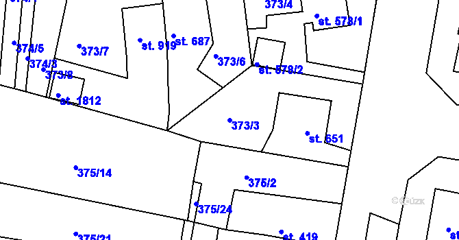 Parcela st. 373/3 v KÚ Starý Plzenec, Katastrální mapa