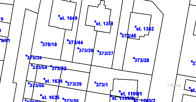 Parcela st. 373/27 v KÚ Starý Plzenec, Katastrální mapa