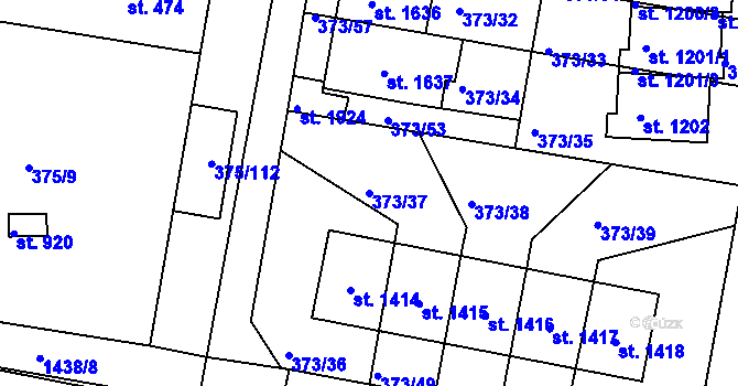 Parcela st. 373/37 v KÚ Starý Plzenec, Katastrální mapa