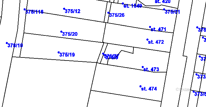Parcela st. 375/27 v KÚ Starý Plzenec, Katastrální mapa
