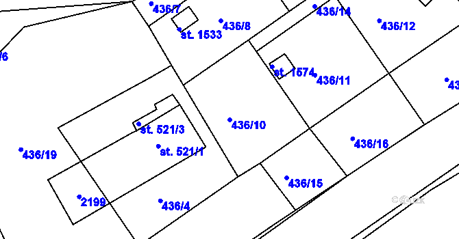 Parcela st. 436/10 v KÚ Starý Plzenec, Katastrální mapa