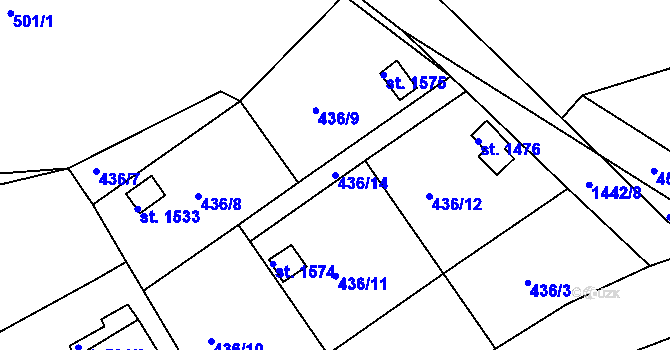 Parcela st. 436/14 v KÚ Starý Plzenec, Katastrální mapa