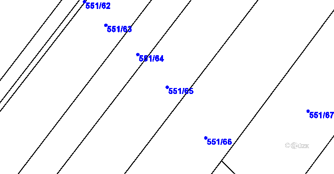 Parcela st. 551/65 v KÚ Starý Plzenec, Katastrální mapa