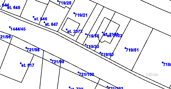Parcela st. 719/20 v KÚ Starý Plzenec, Katastrální mapa