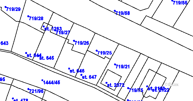 Parcela st. 719/25 v KÚ Starý Plzenec, Katastrální mapa