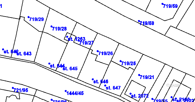 Parcela st. 719/26 v KÚ Starý Plzenec, Katastrální mapa