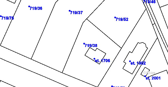 Parcela st. 719/38 v KÚ Starý Plzenec, Katastrální mapa