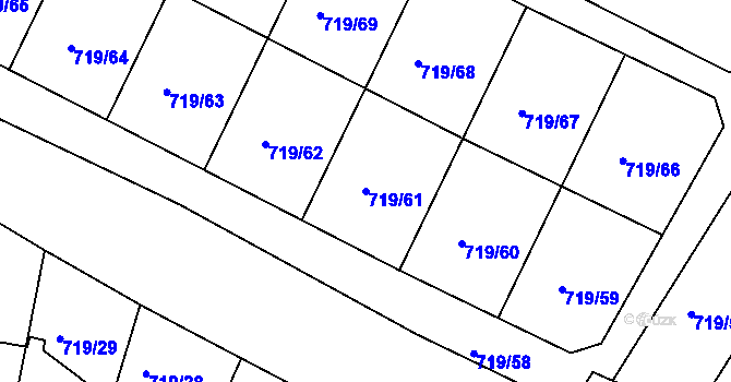 Parcela st. 719/61 v KÚ Starý Plzenec, Katastrální mapa