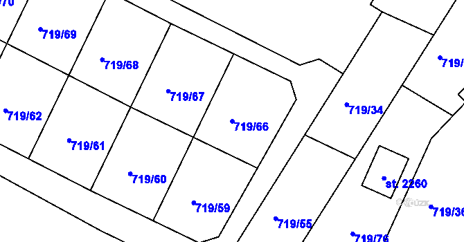 Parcela st. 719/66 v KÚ Starý Plzenec, Katastrální mapa