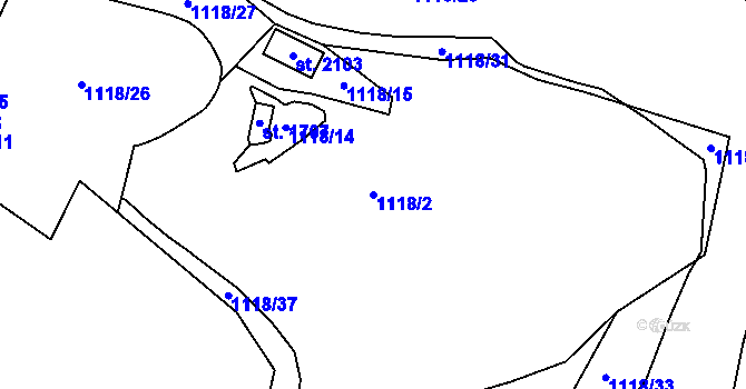 Parcela st. 1118/2 v KÚ Starý Plzenec, Katastrální mapa