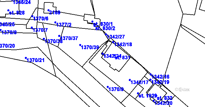 Parcela st. 1342/24 v KÚ Starý Plzenec, Katastrální mapa