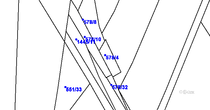 Parcela st. 578/4 v KÚ Starý Plzenec, Katastrální mapa