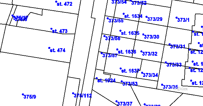 Parcela st. 373/57 v KÚ Starý Plzenec, Katastrální mapa