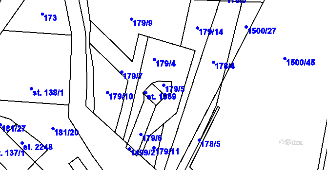 Parcela st. 179/5 v KÚ Starý Plzenec, Katastrální mapa